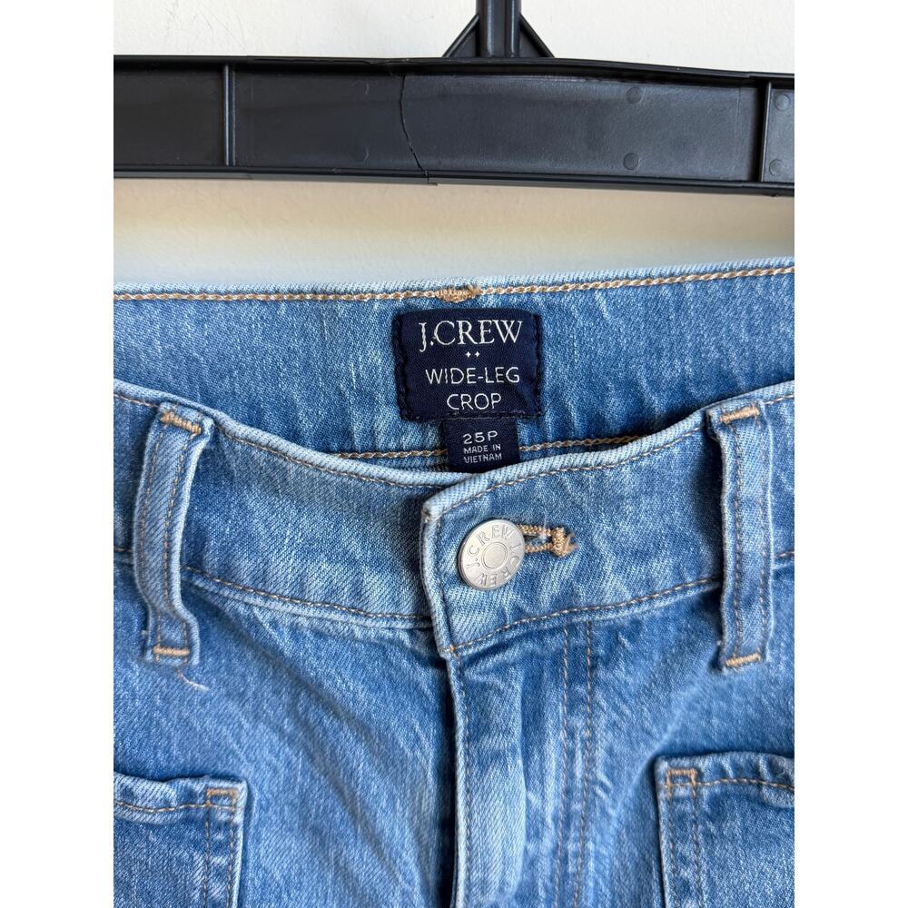 J. Crew High Waisted Button Fly Point Sur Denim Wide Leg Crop Jeans Blue 25P - Picture 5 of 10